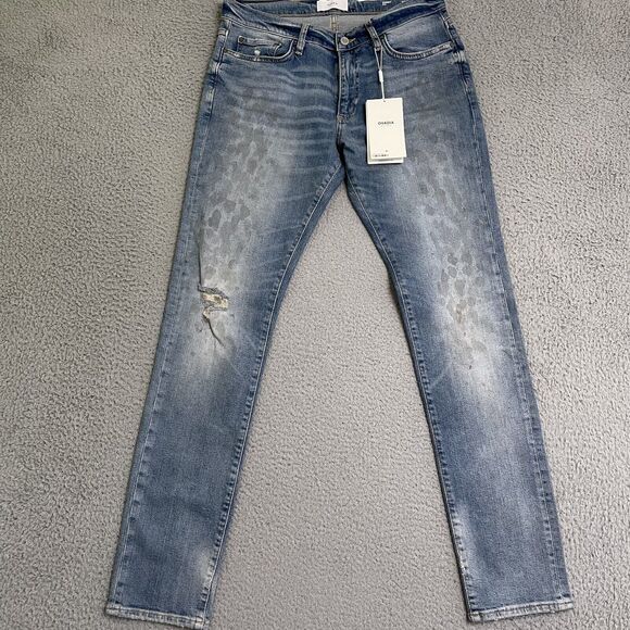 OVADIA NY Men's Light PAINT SPLATTER Skinny Fit Mid Rise Stretch Jeans 32 NWT - Picture 1 of 16